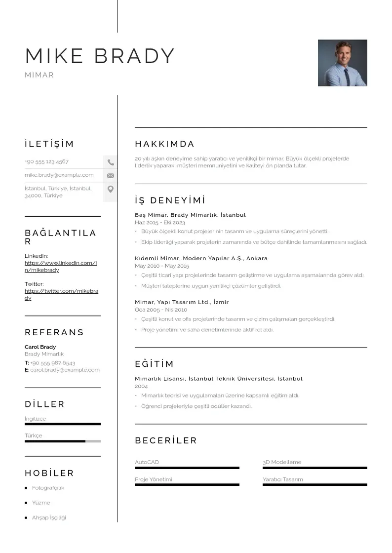 Vienkārša Mimar ozgecmis CV piemērs