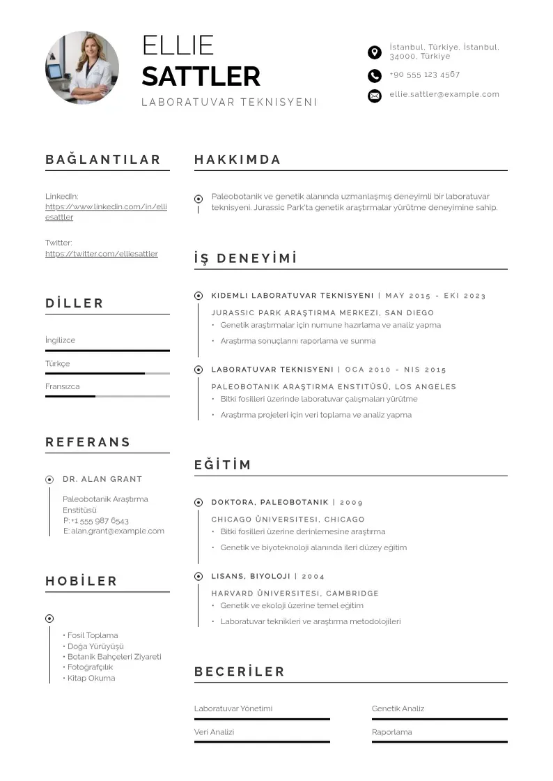 Profesionāla Laboratuvar teknisyeni  CV veidne