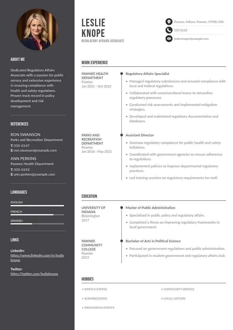 two column regulatory-affairs-associate-resume resume example