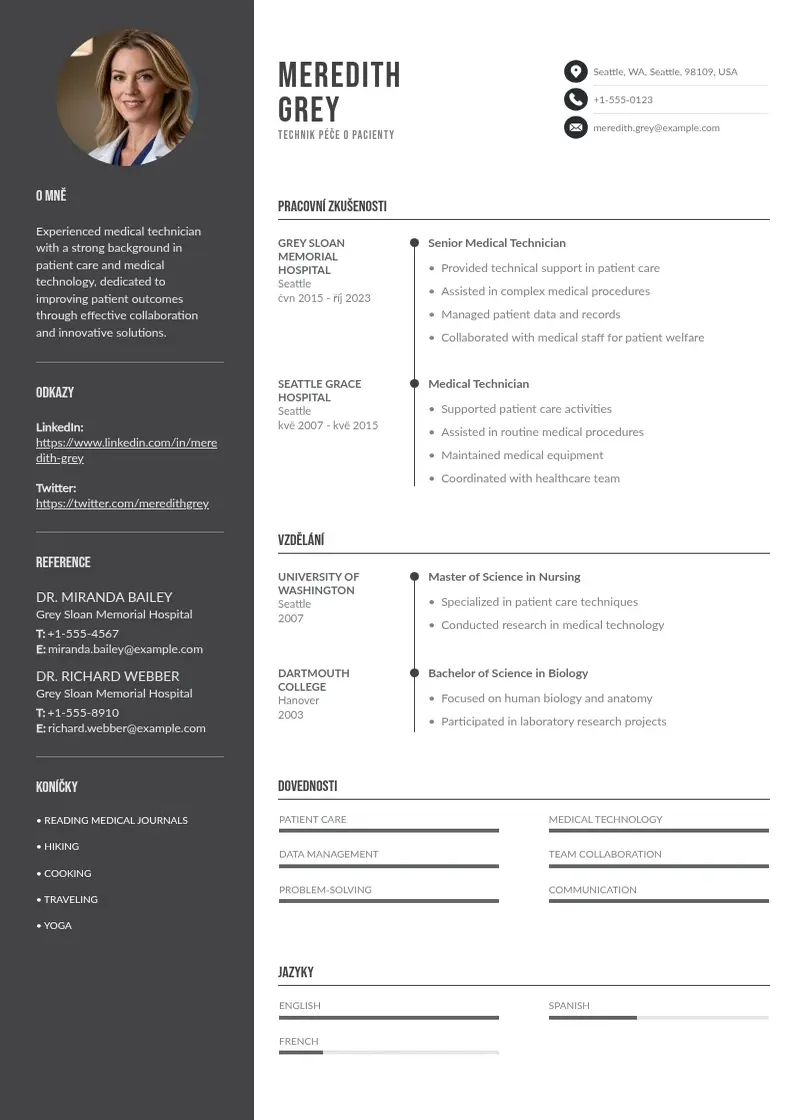 Divu kolonnu Technik pece o pacienty zivotopis CV piemērs