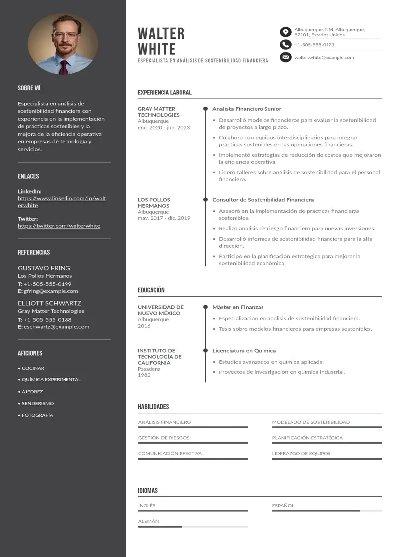 two column especialista-en-analisis-de-sostenibilidad-financiera resume example