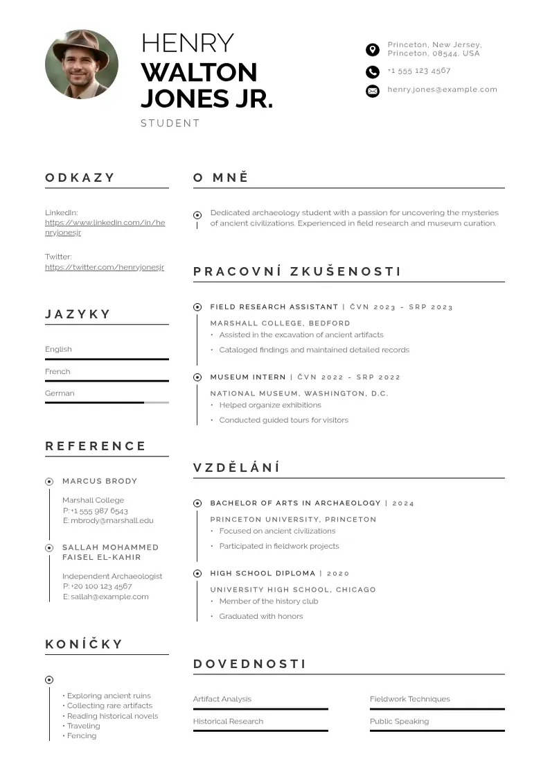Profesionāla Zivotopisu studenta CV veidne