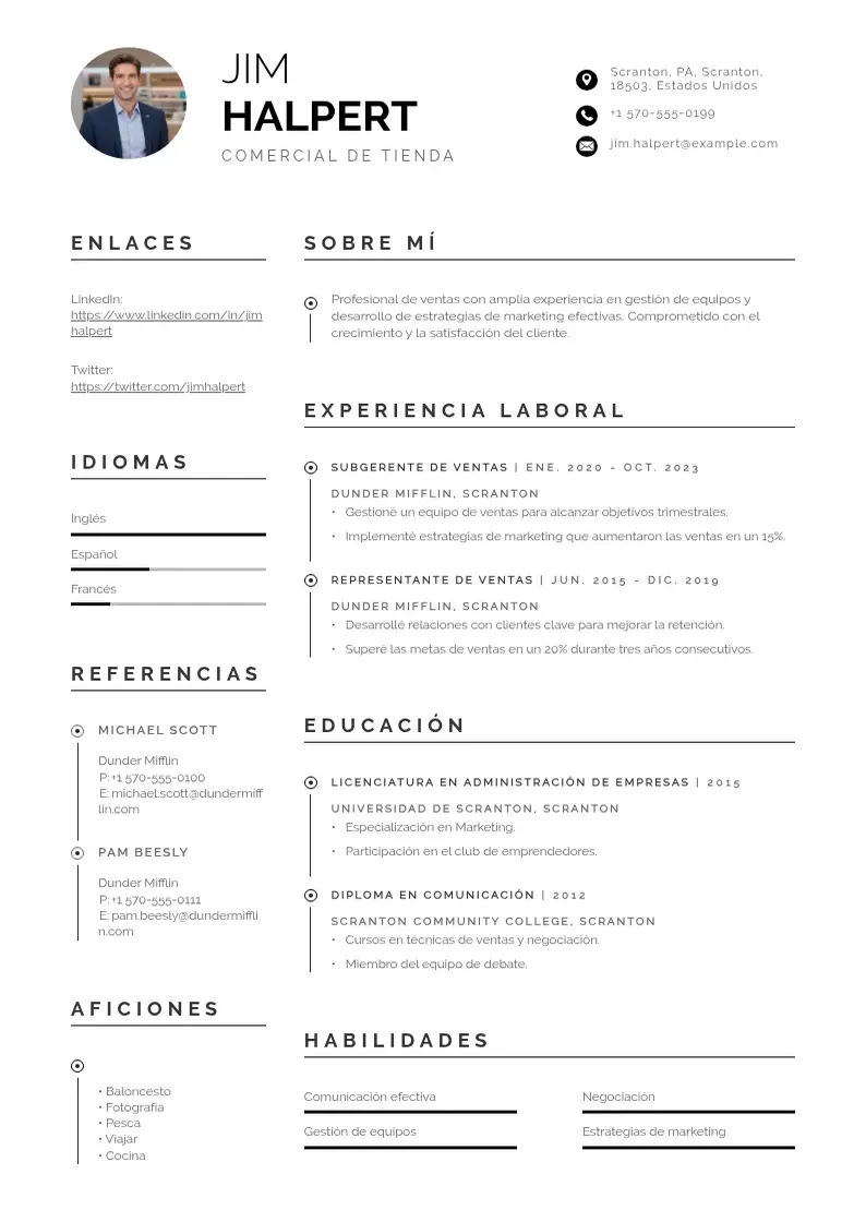two column cv-comercial-de-tienda-movistar resume example
