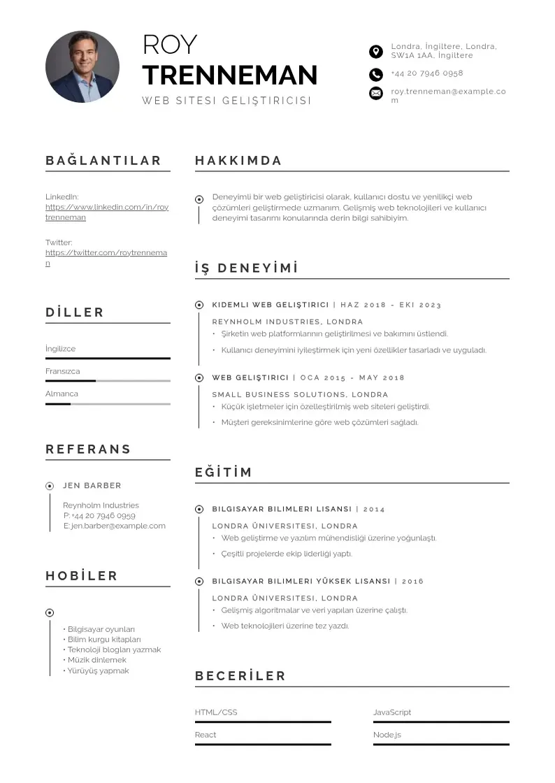 Profesionāla Web sitesi geliştiricisi  CV veidne