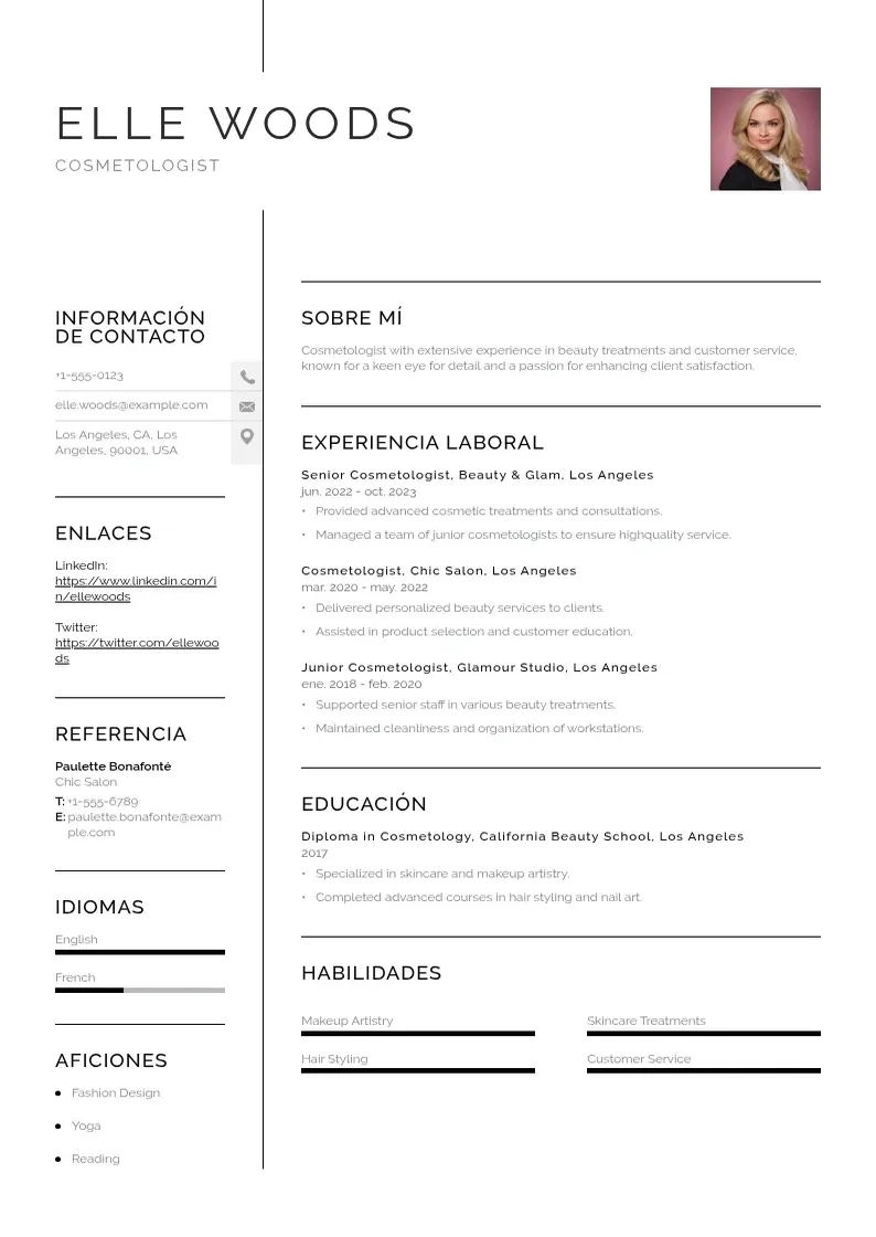two column curriculum-de-un-cosmetologo resume example