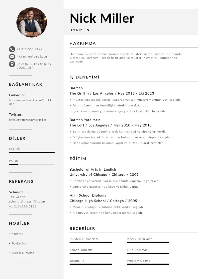 Mūsdienīga Barmen  CV veidne