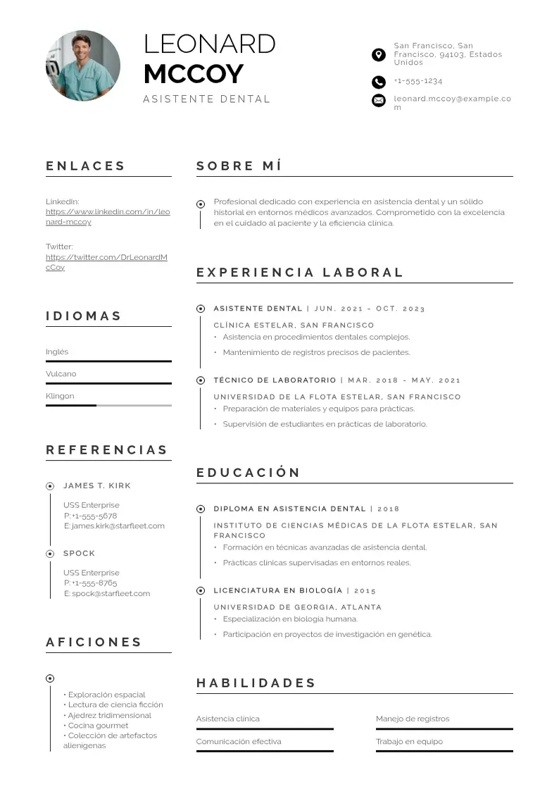 two column ejemplo-curriculum-asistente-dental resume example