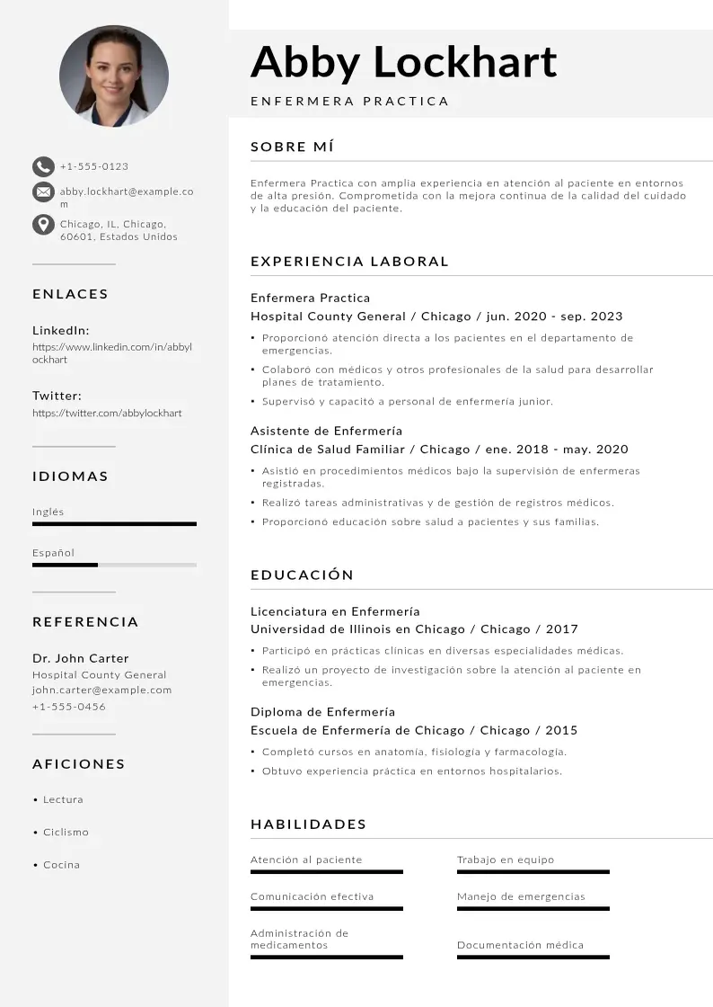 two column curriculum-de-enfermera-practica resume example