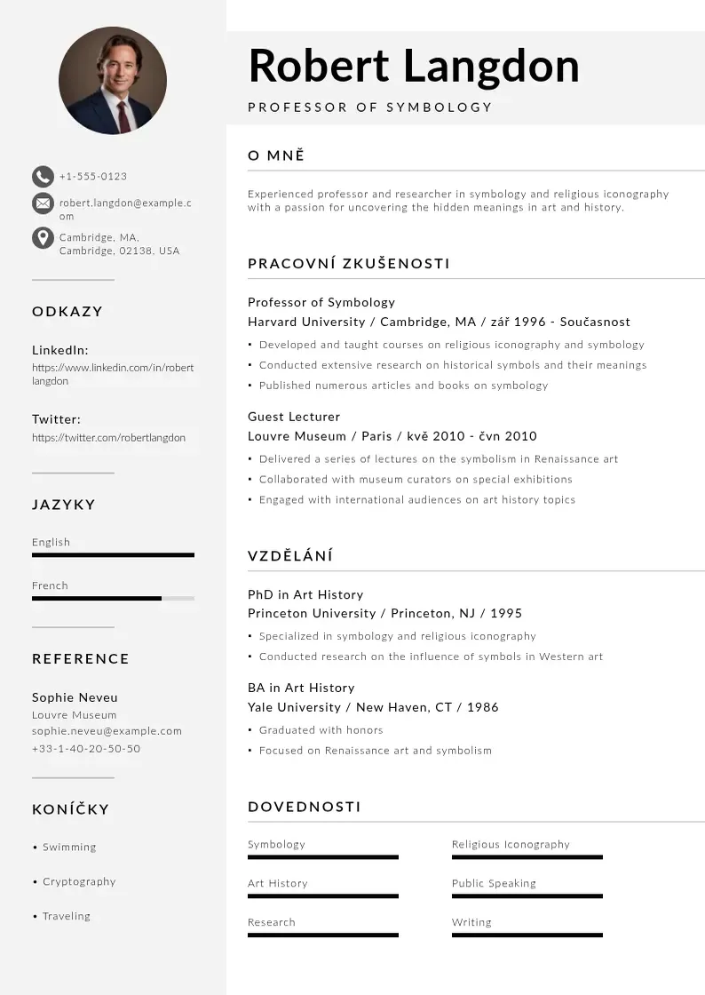 Mūsdienīga Zivotopisu studenta CV veidne