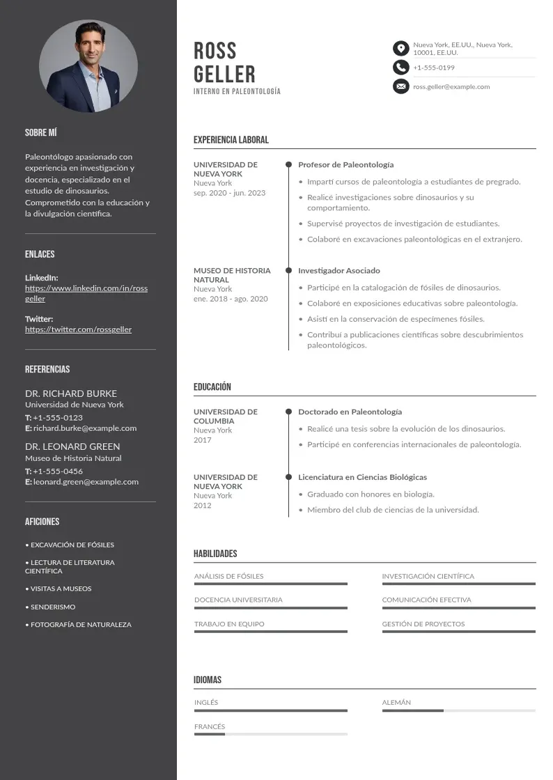 two column cv-interno resume example