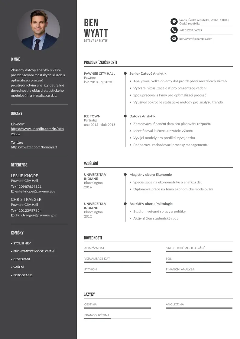 Divu kolonnu Datovy analytik zivotopis CV piemērs