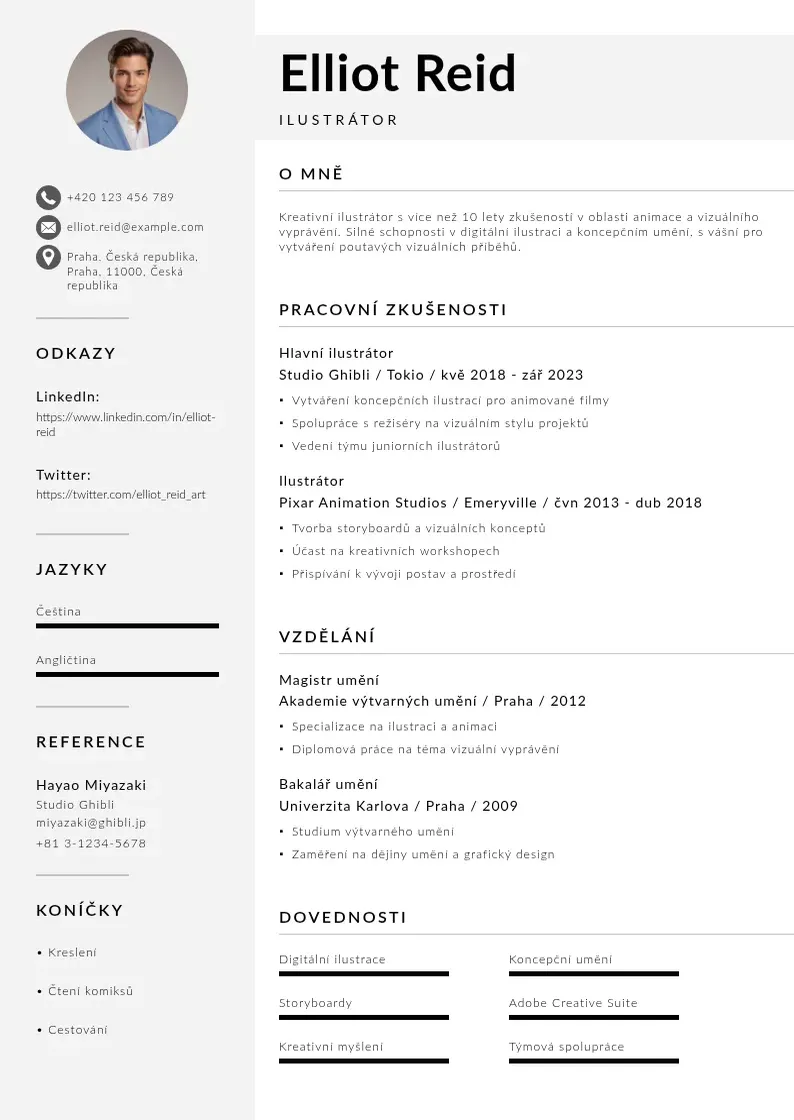 Mūsdienīga Ilustrator zivotopis CV veidne