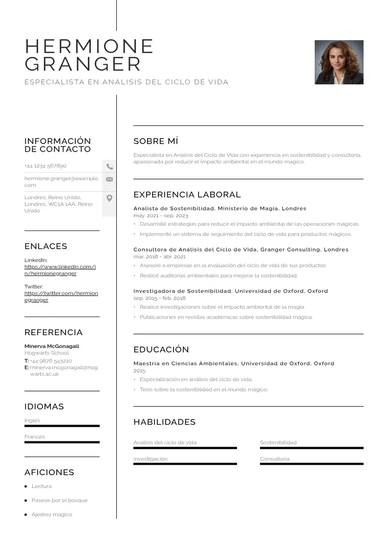 two column especialista-en-analisis-del-ciclo-de-vida resume example