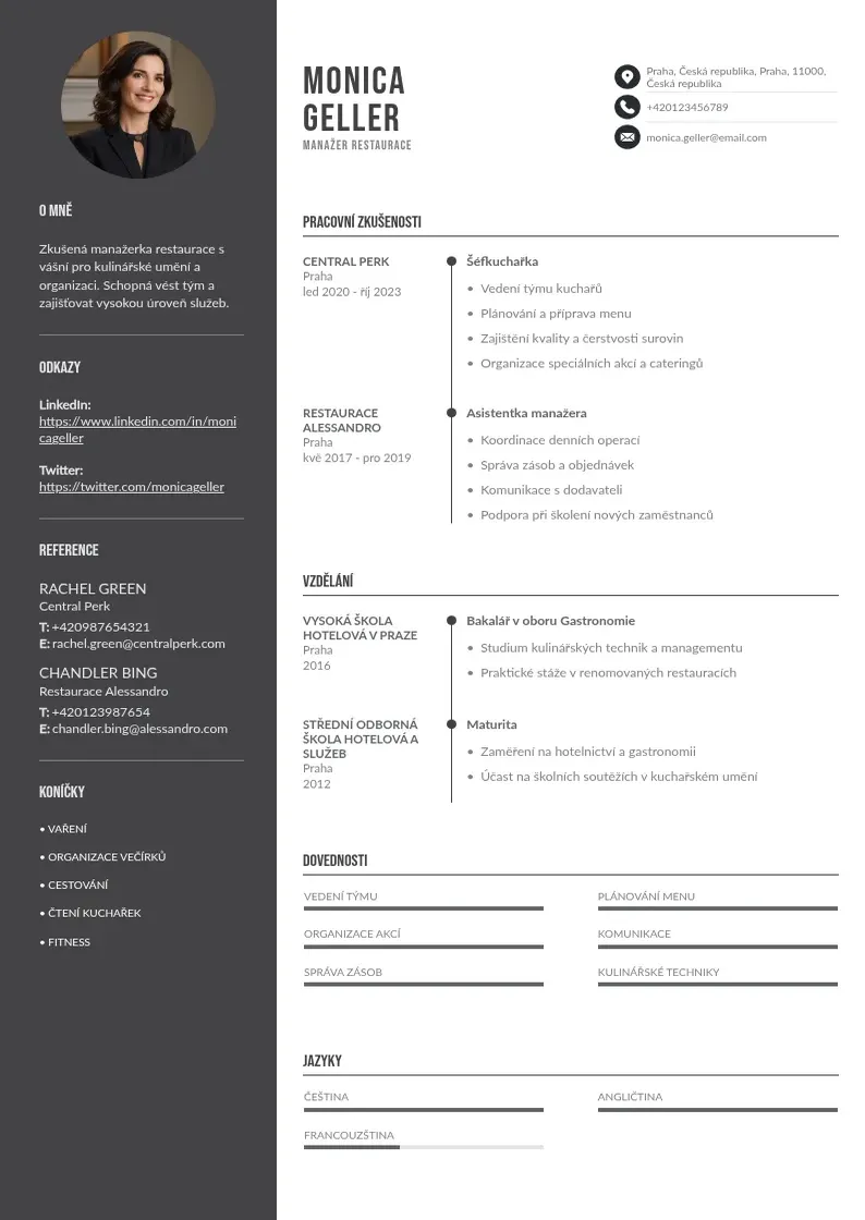 Divu kolonnu naborar CV piemērs