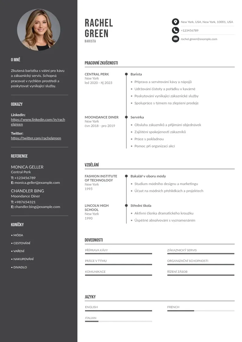 Divu kolonnu Barista starbucks zivotopis CV piemērs