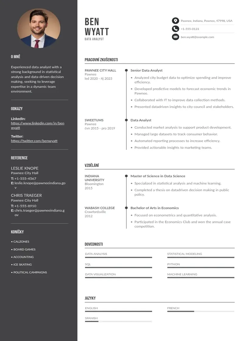 Divu kolonnu Datovy analytik zivotopis CV piemērs