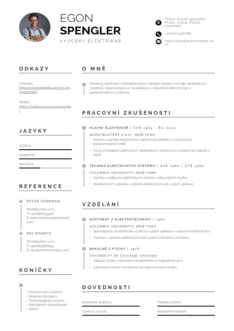 Profesionāla Vyuceny elektrikar zivotopis CV veidne