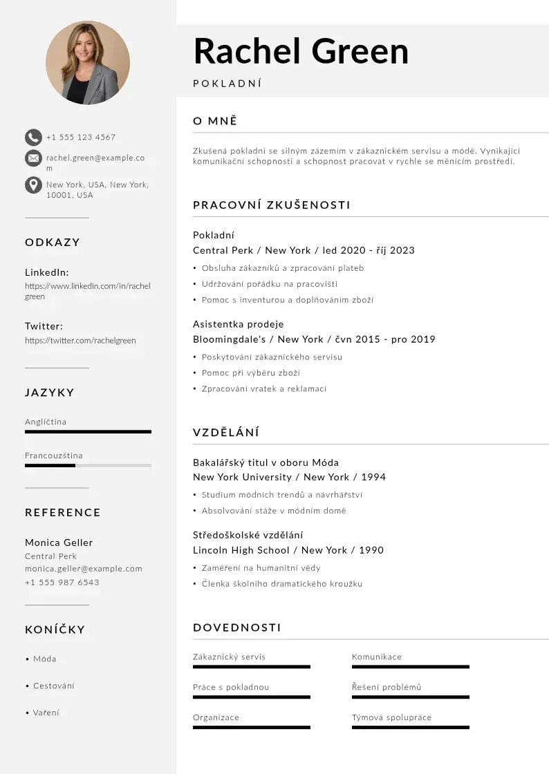 Mūsdienīga Zivotopis pokladni CV veidne