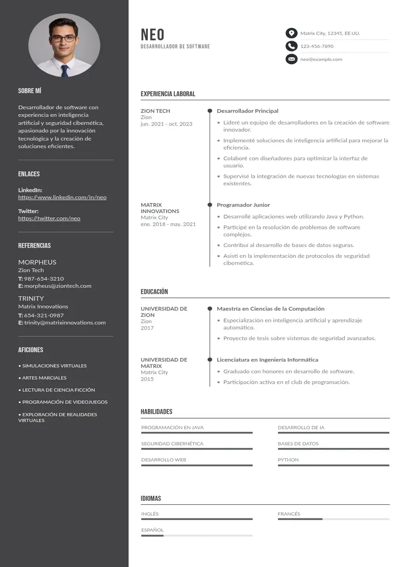 two column curriculum-de-programador resume example