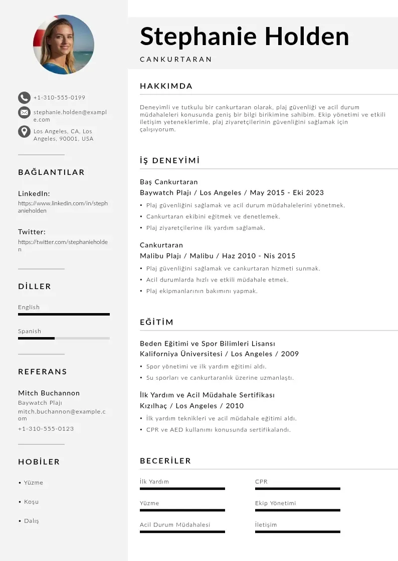 Mūsdienīga Cankurtaran CV veidne