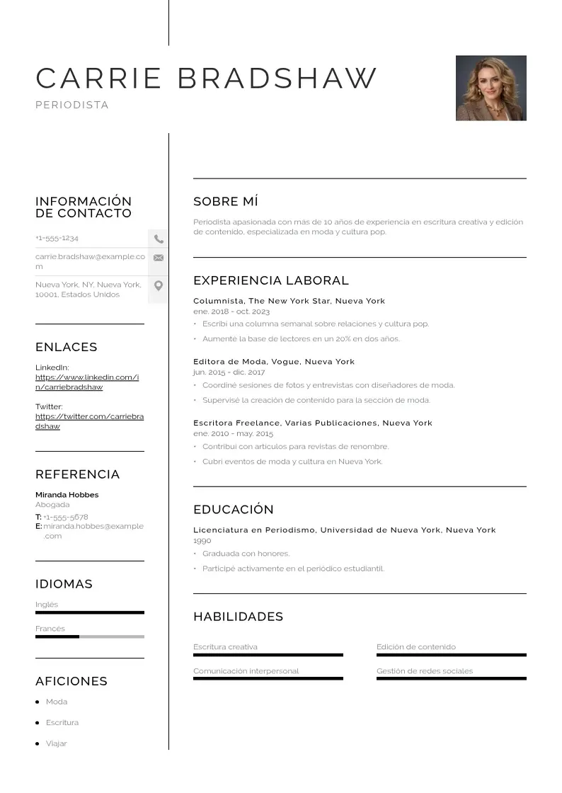 two column curriculum-periodista resume example