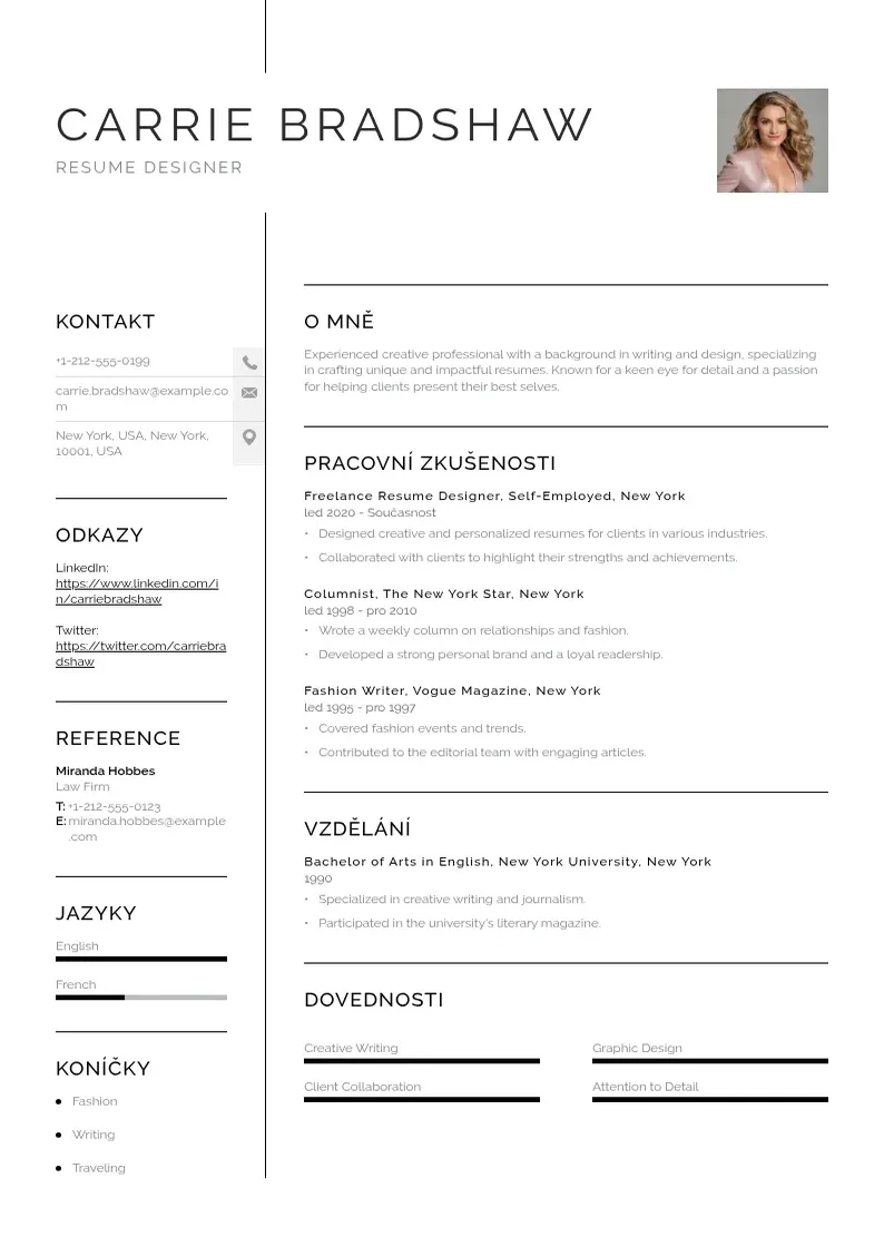 Vienkārša Navrhar zivotopis CV piemērs