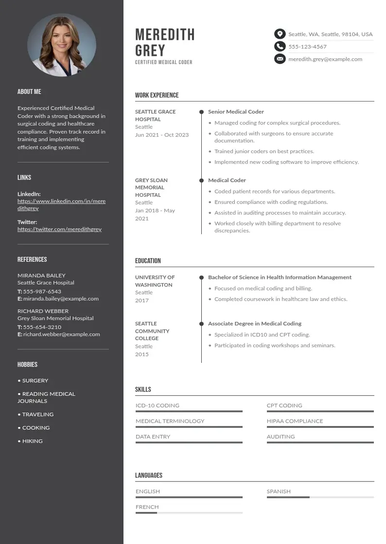 two column 6-certified-medical-coder-resumes resume example
