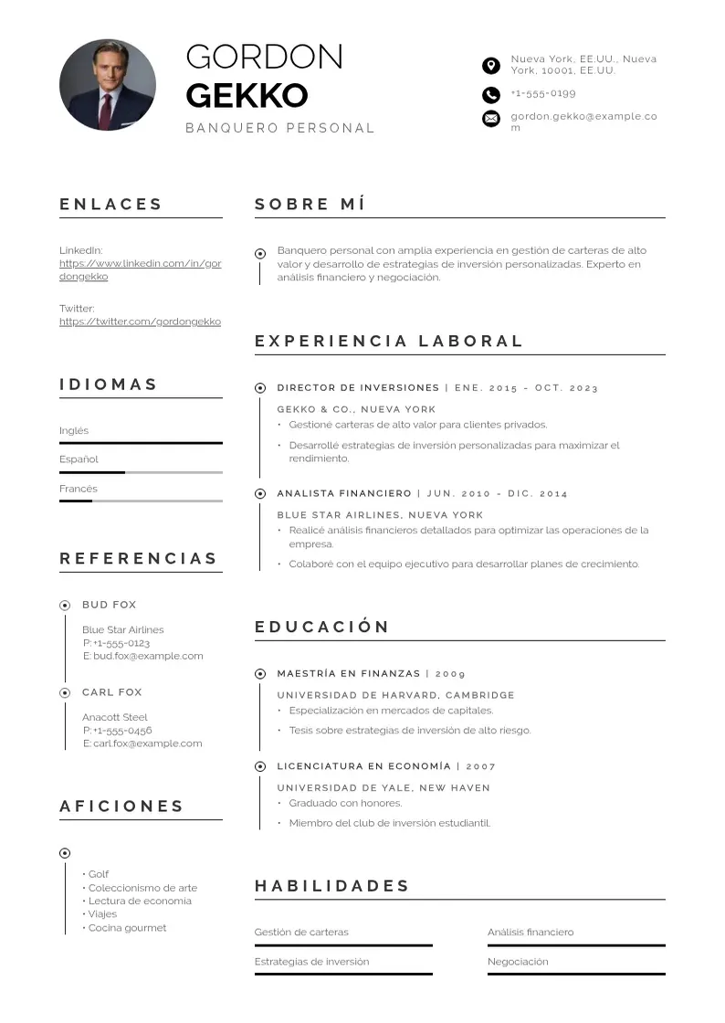 two column cv-banquero-personal resume example