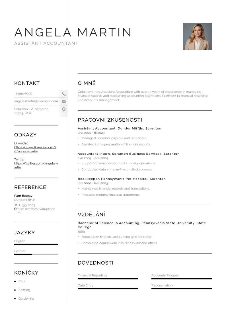 Vienkārša Asistent ucetniho zivotopis CV piemērs