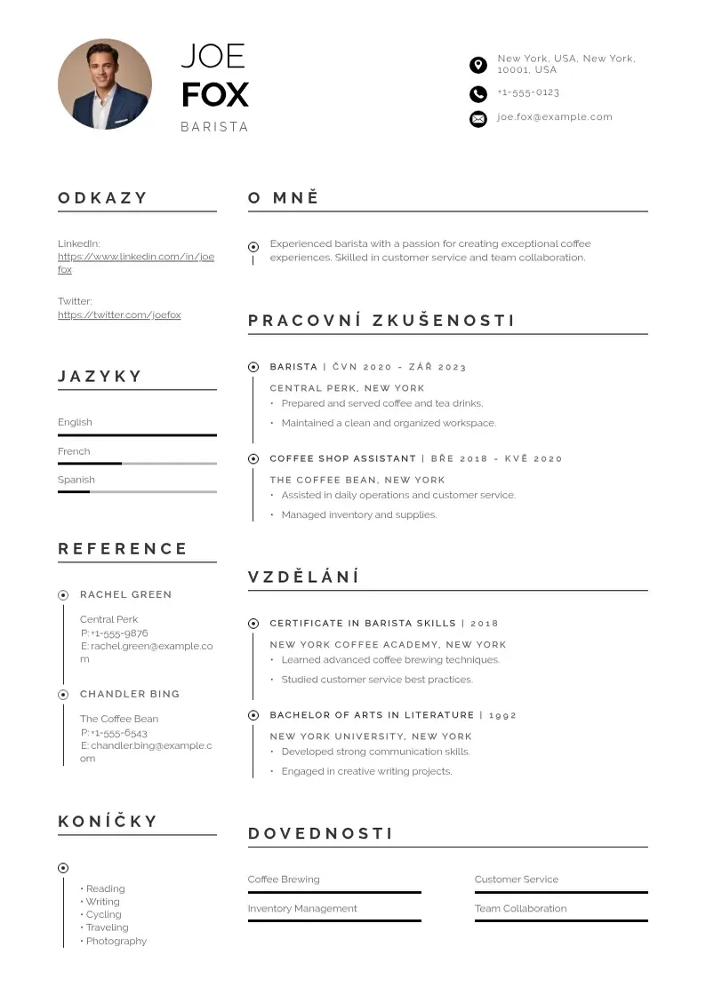 Profesionāla Barista starbucks zivotopis CV veidne