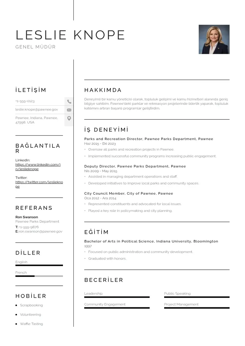 Vienkārša Genel Müdür  CV piemērs