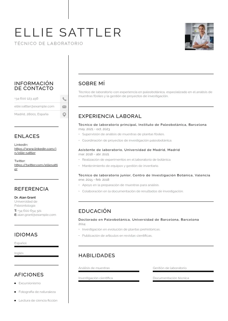 two column tecnico-de-laboratorio resume example