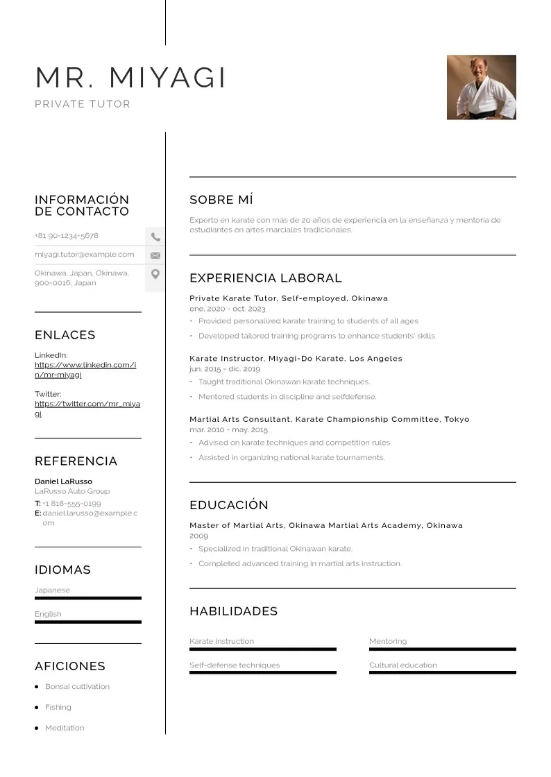 two column tutor-privado resume example
