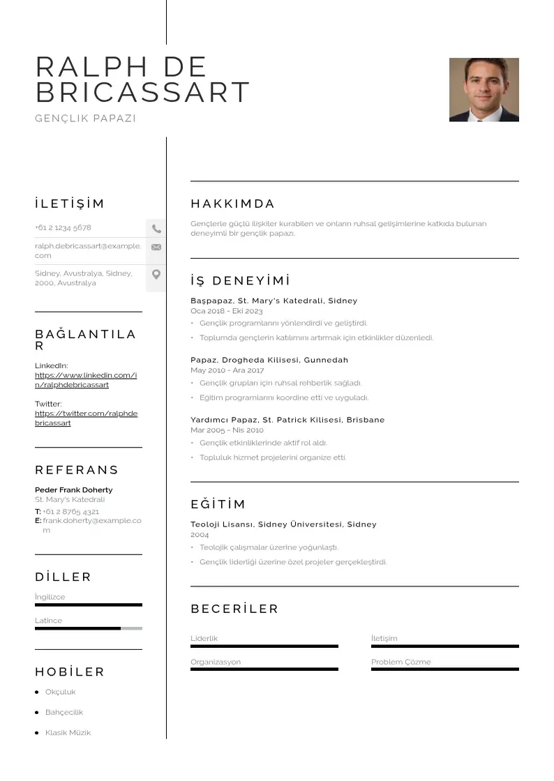 Vienkārša gençlik papazı  CV piemērs