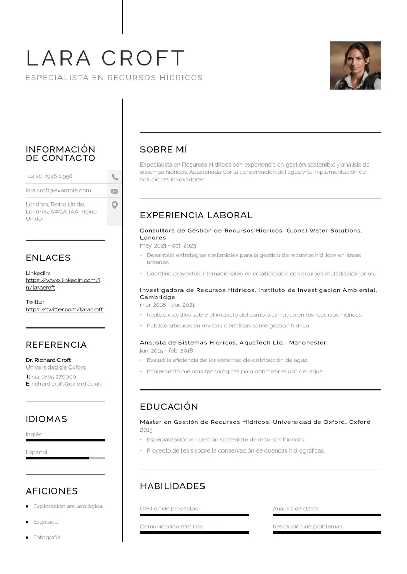 two column especialista-en-recursos-hidricos resume example