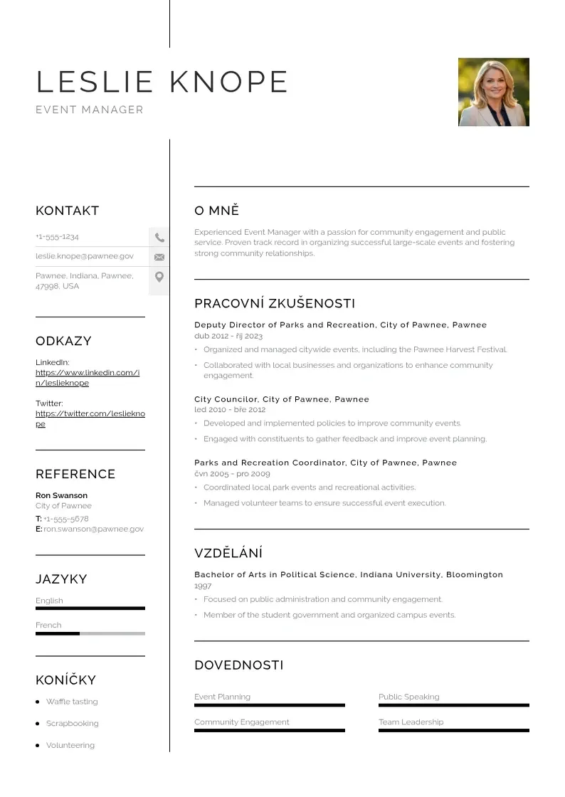 Vienkārša Spravce udalosti zivotopis CV piemērs