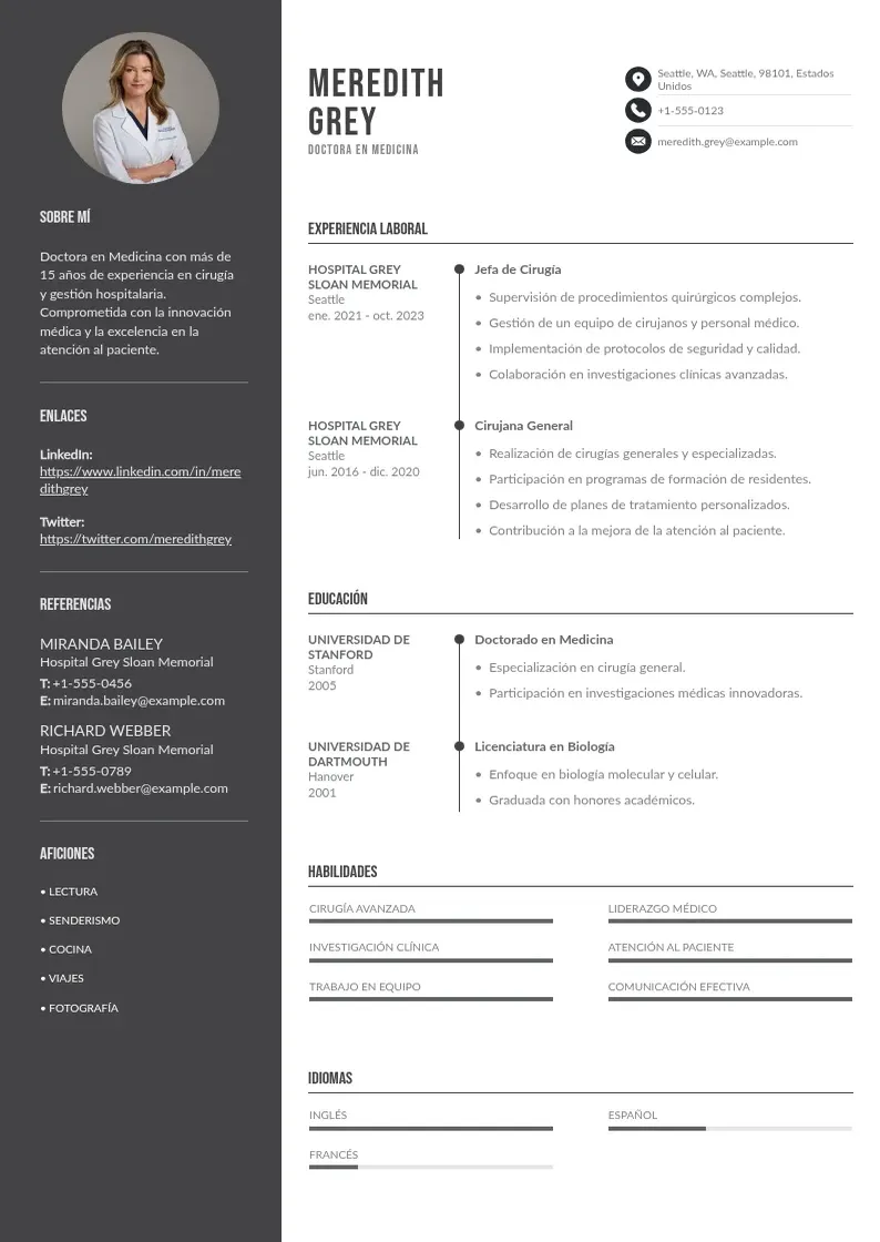 two column cv-cuidado-de-la-salud resume example