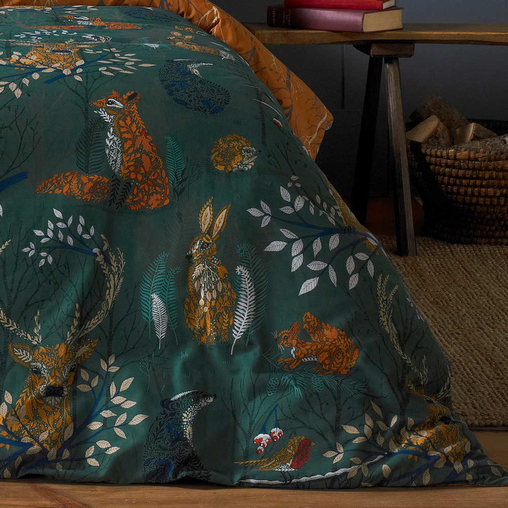 furn. Forest Fauna Woodland Animals Duvet Cover Set - Picture 6 of 9