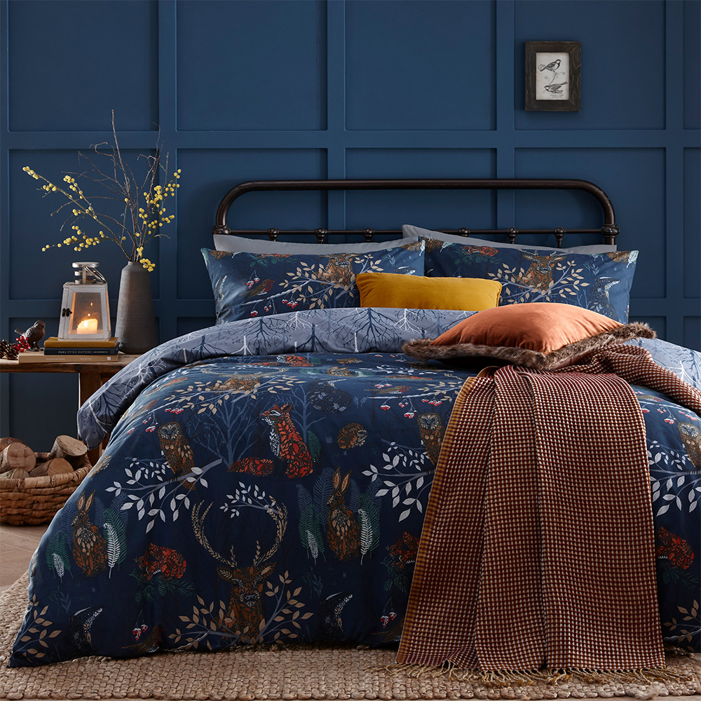 furn. Forest Fauna Woodland Animals Duvet Cover Set - Picture 1 of 9