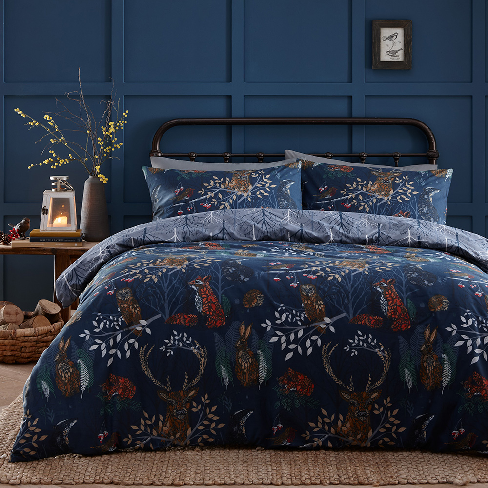 furn. Forest Fauna Woodland Animals Duvet Cover Set - Picture 2 of 9