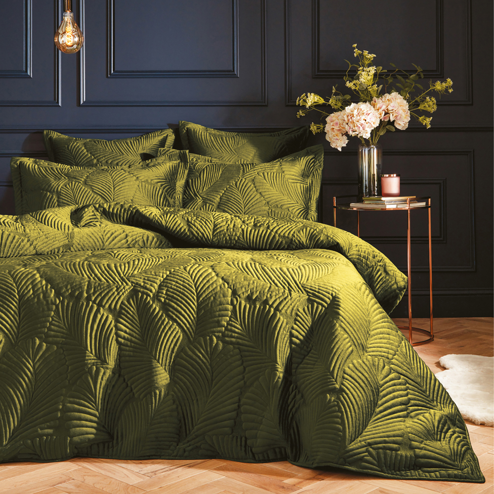 Paoletti Palmeria Quilted Velvet Duvet Cover Set - Picture 19 of 21