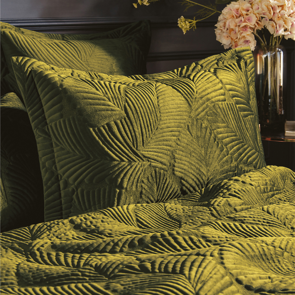 Paoletti Palmeria Quilted Velvet Duvet Cover Set - Picture 20 of 21