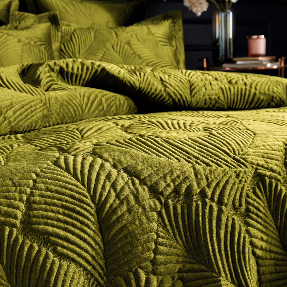 Paoletti Palmeria Quilted Velvet Duvet Cover Set - Picture 21 of 21