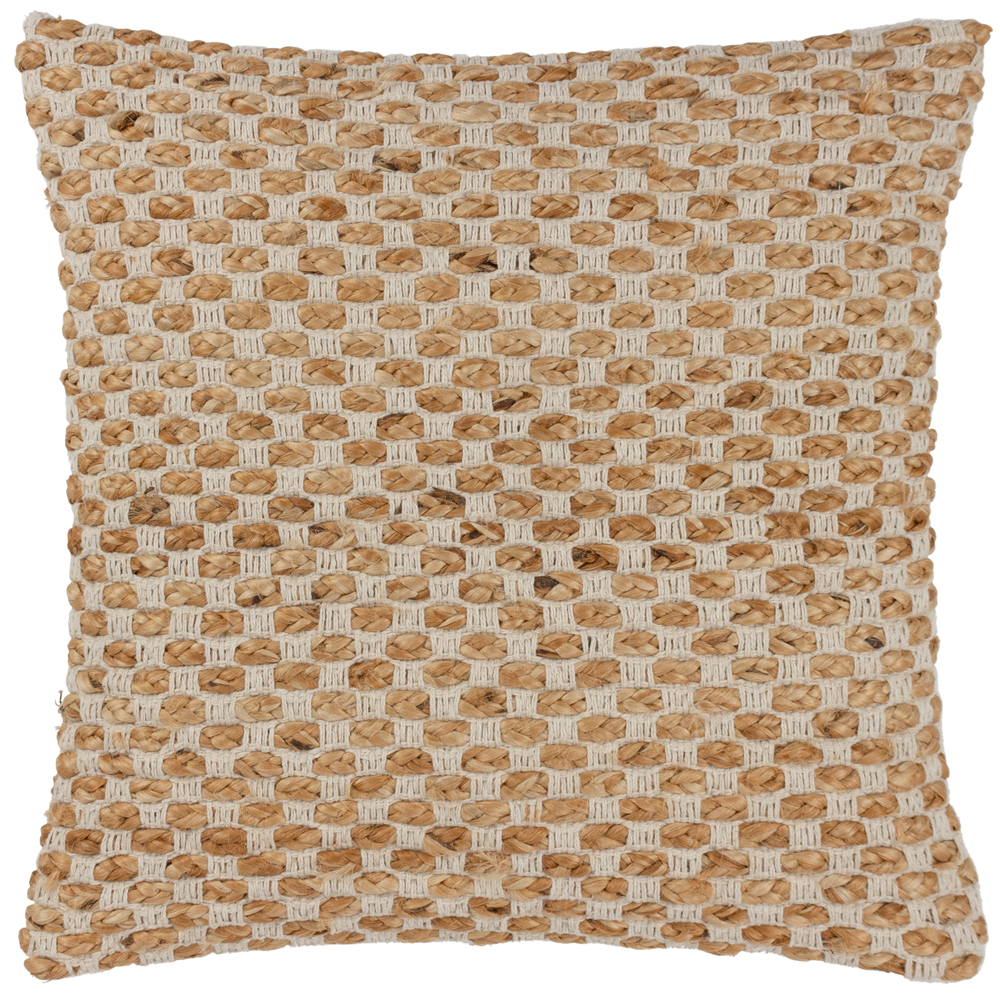 Yard Wikka Woven Jute Cotton Square Boho Cushion - Picture 1 of 12