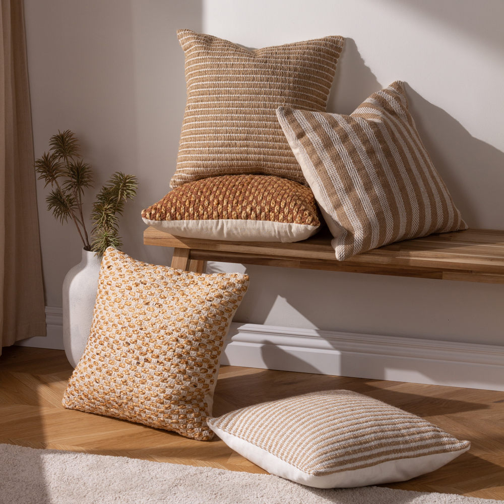 Yard Wikka Woven Jute Cotton Square Boho Cushion - Picture 11 of 12