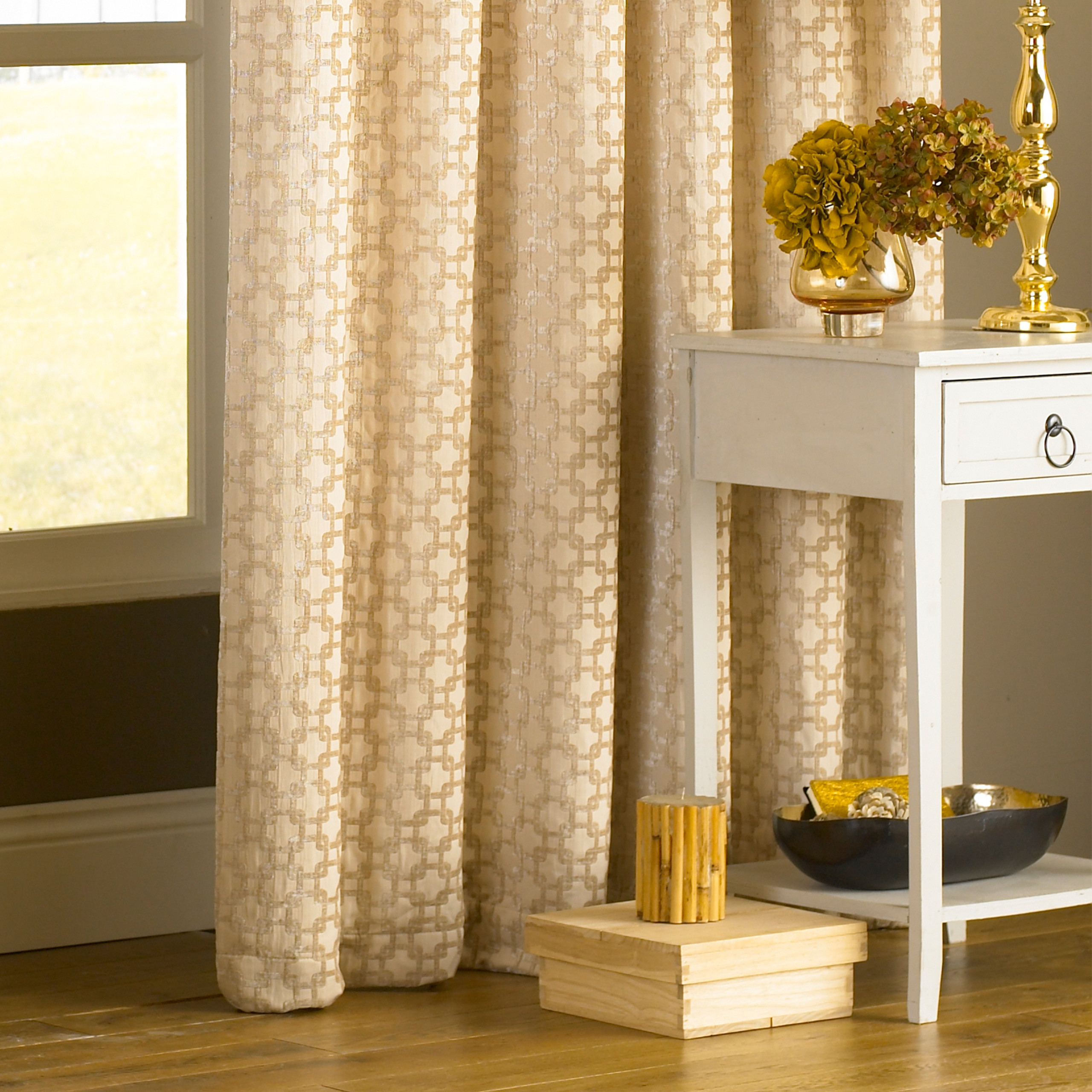 Paoletti Belmont Chenille Jacquard Eyelet Curtains - Picture 3 of 11