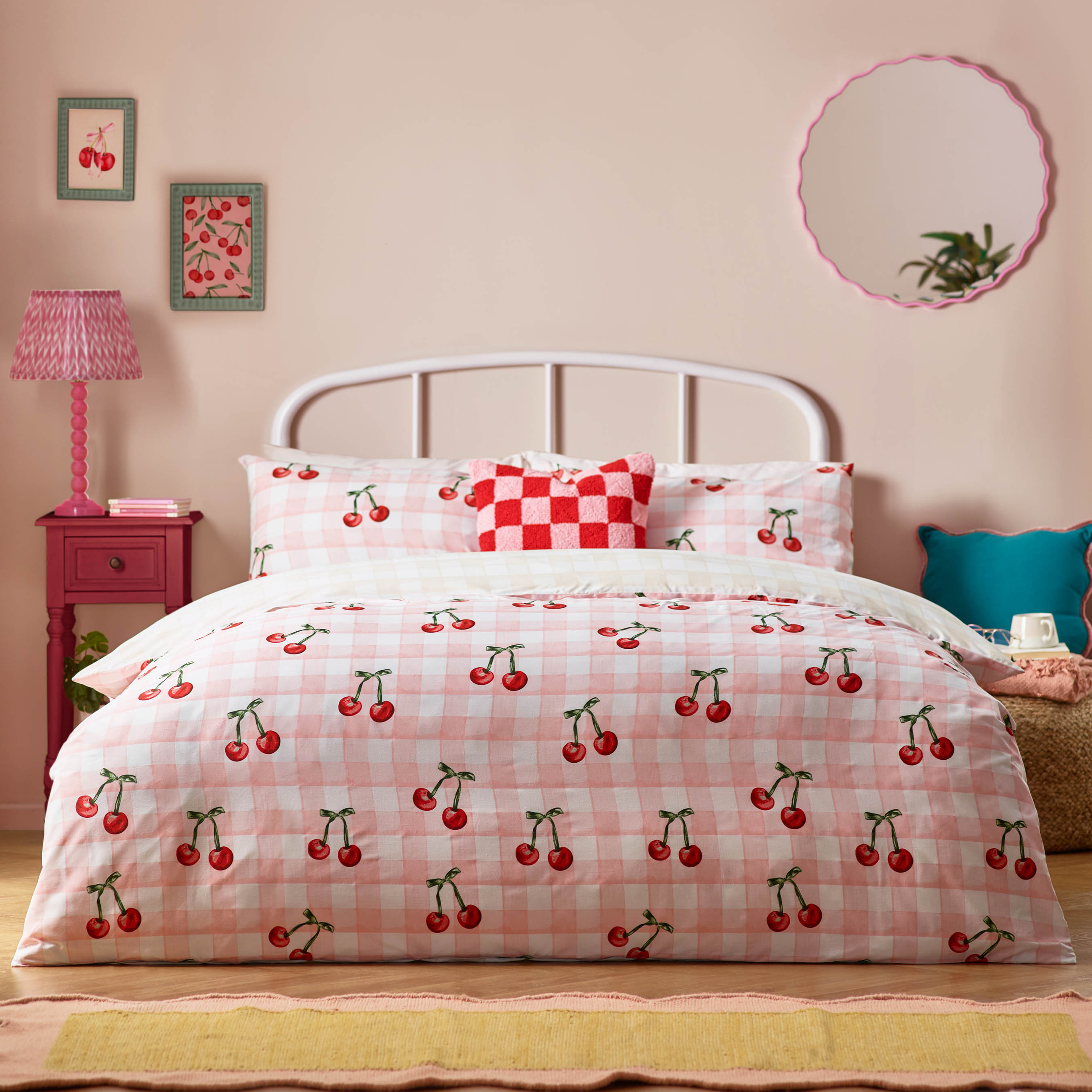 Heya Home Cherry Gingham Printed Duvet Set - Picture 7 of 24