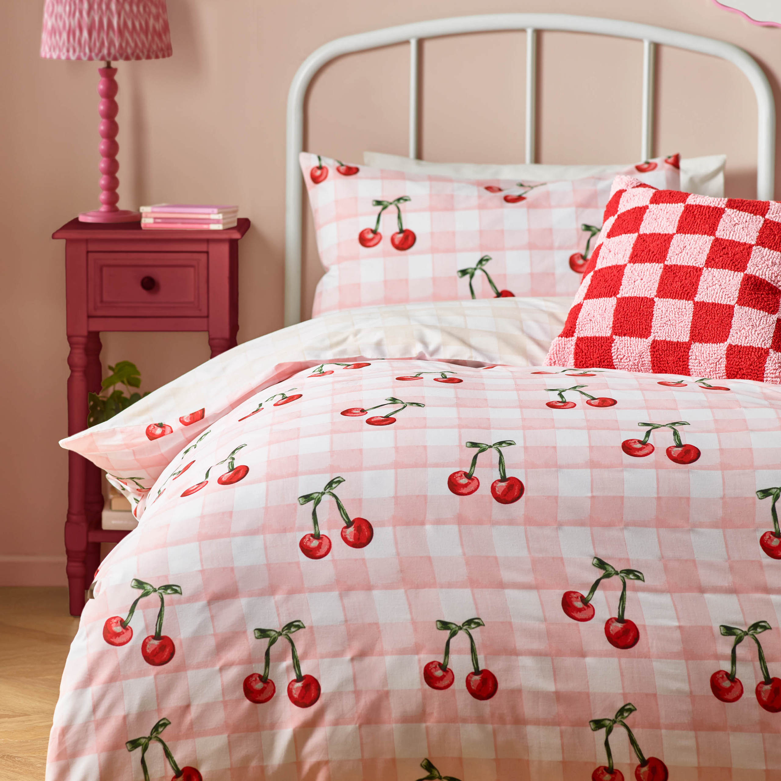 Heya Home Cherry Gingham Printed Duvet Set - Picture 20 of 24