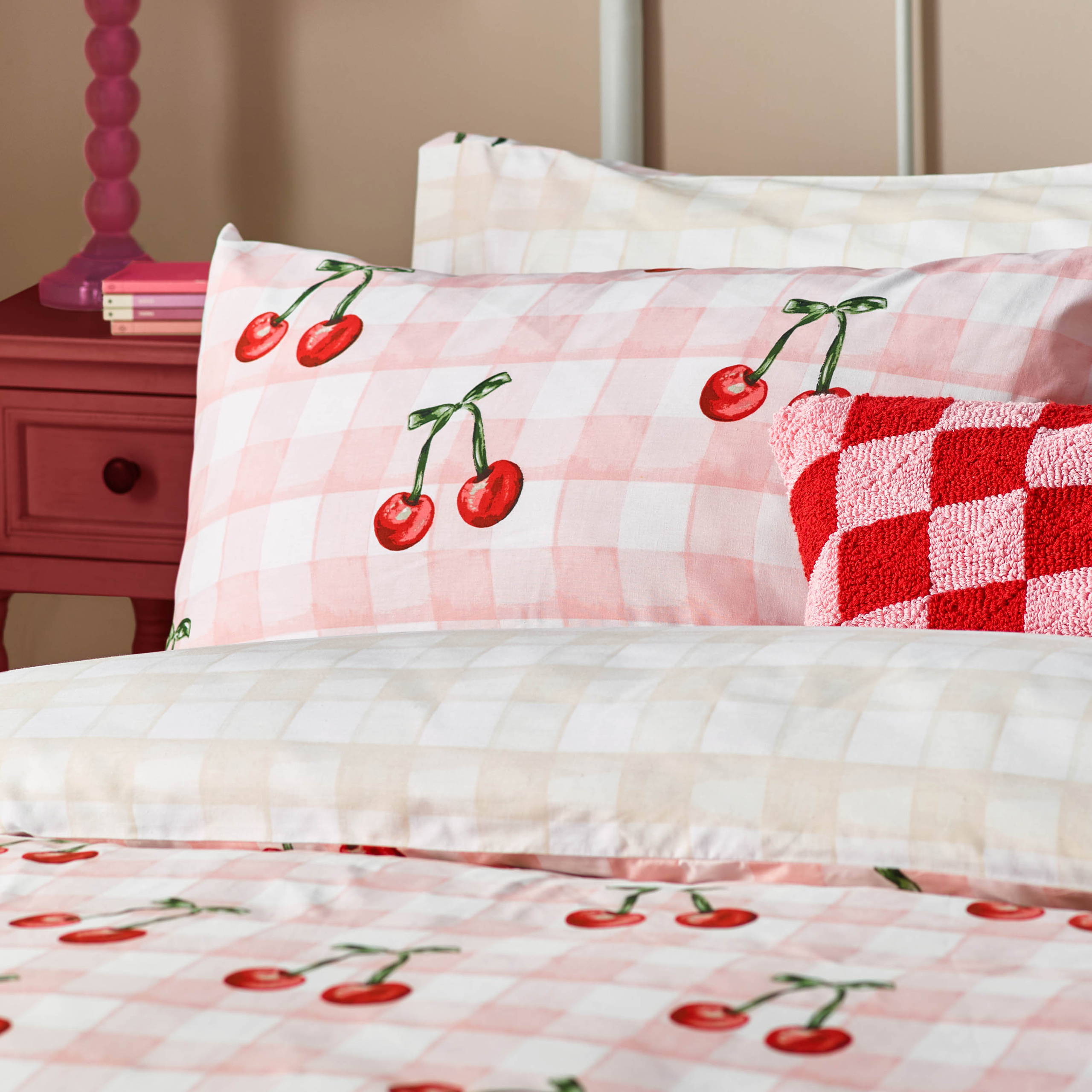 Heya Home Cherry Gingham Printed Duvet Set - Picture 21 of 24