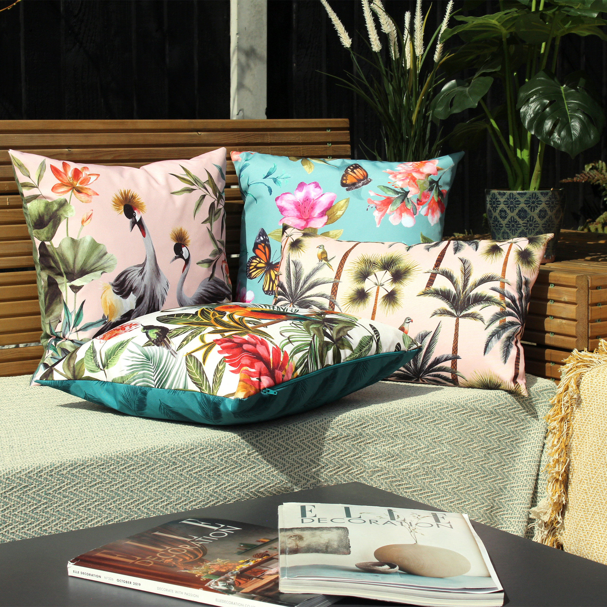 Evans Lichfield Cranes Outdoor Cushions - Picture 5 of 13